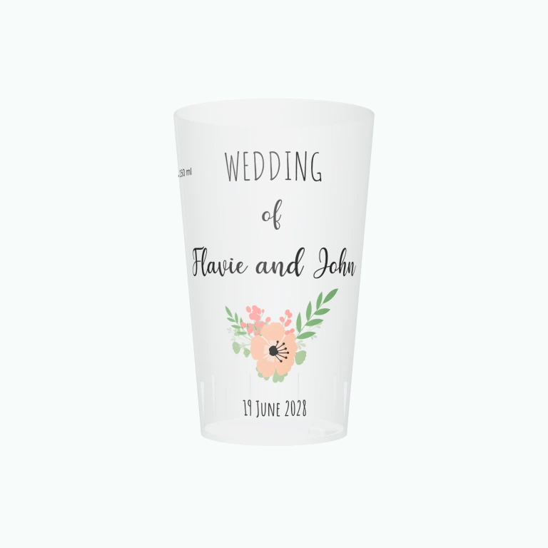 Vintage wedding flowers design on a cup