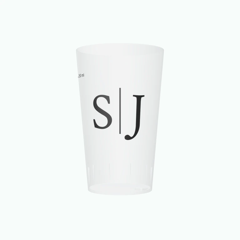 Floral wedding initials design on a cup