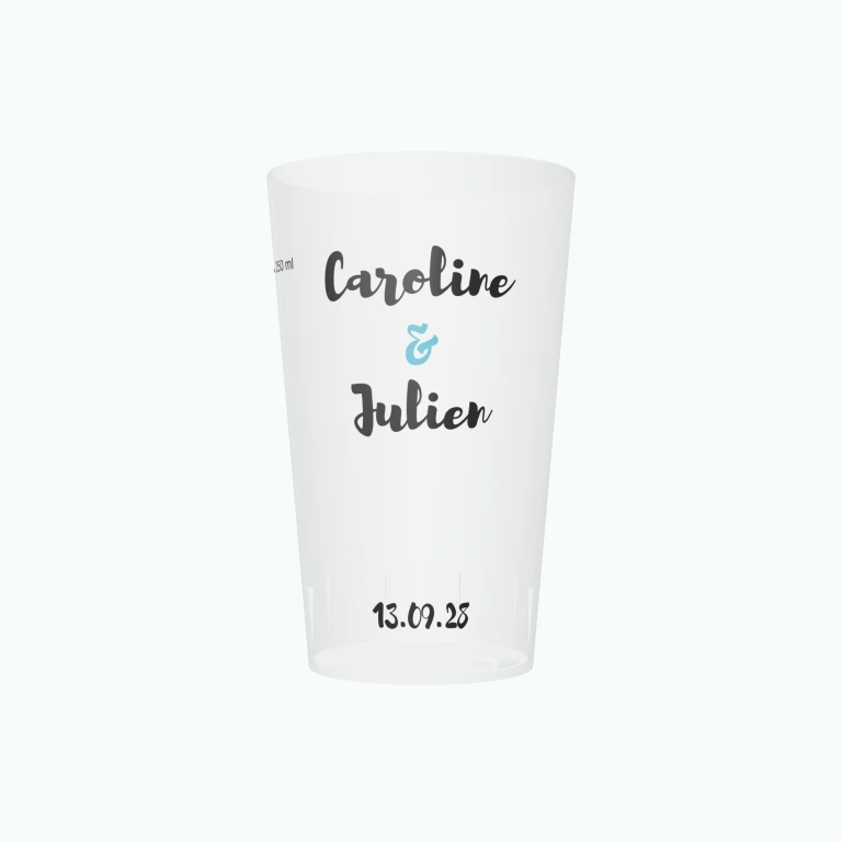 Wedding typewriter design on a cup