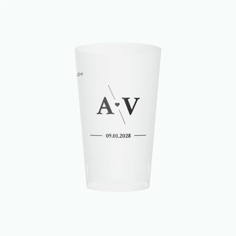 Modern wedding design on a cup