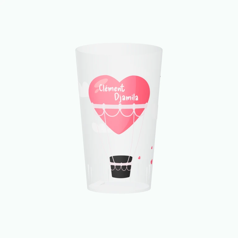 Wedding hot-air balloon design on a cup