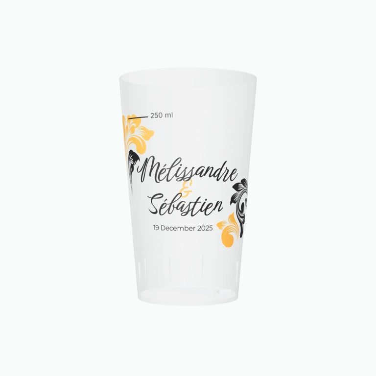 Baroque wedding design on a cup