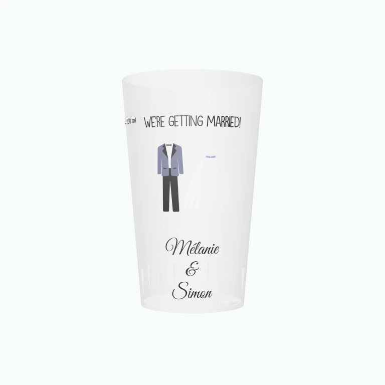 We're getting married design on a cup