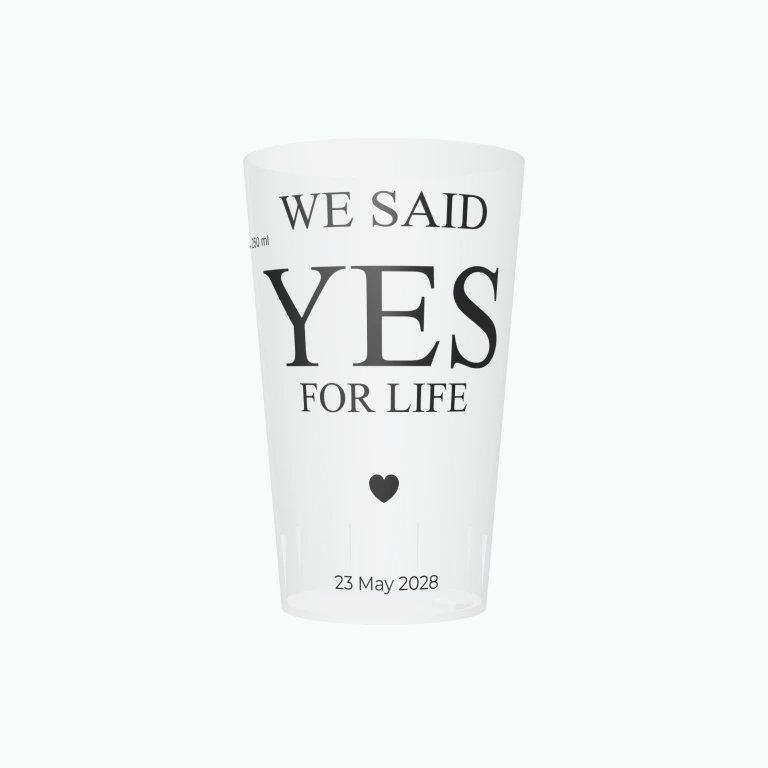 Yes for life design on a cup