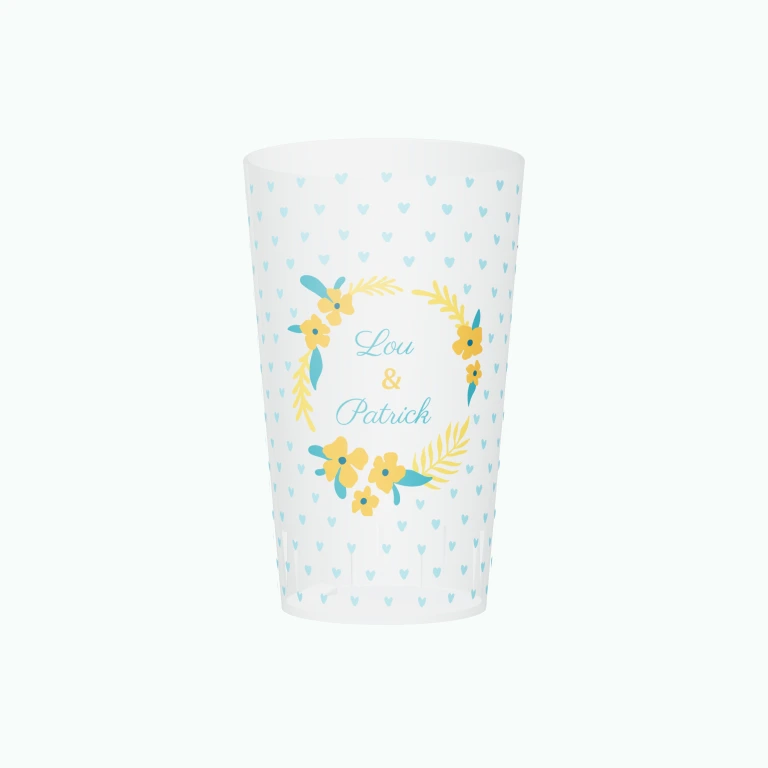 Little wedding hearts design on a cup