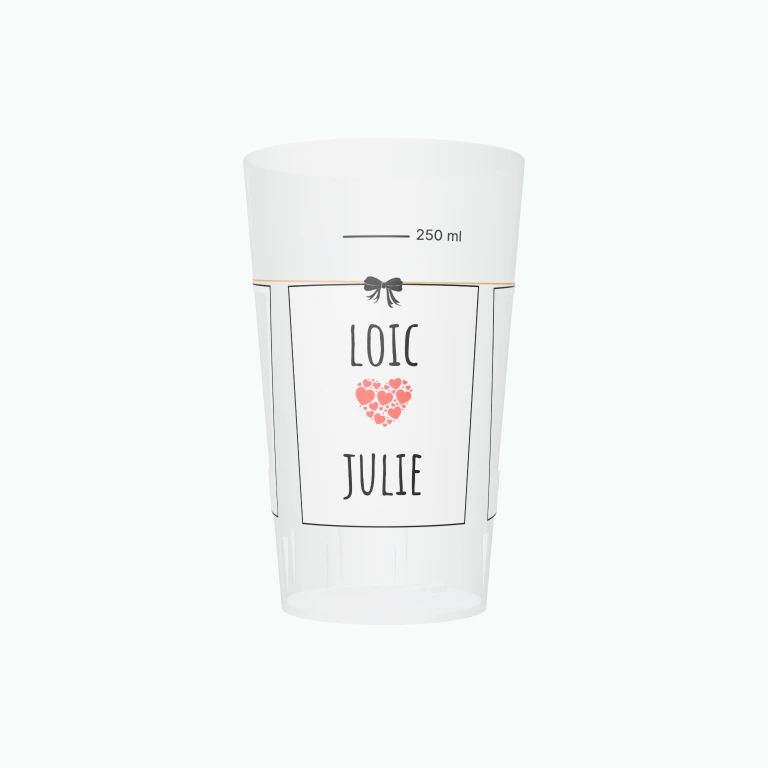 Wedding photo bunting design on a cup
