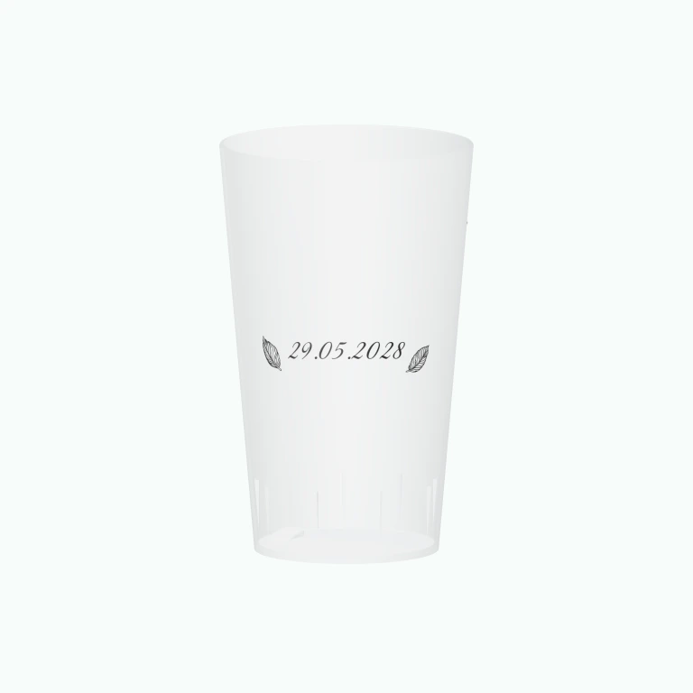 Wedding feather design on a cup