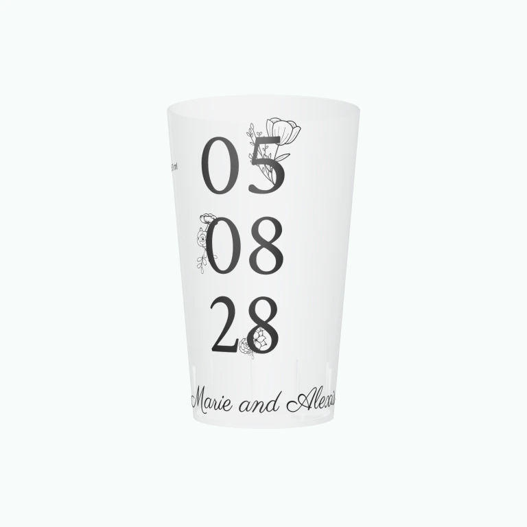 Chic romantic wedding design on a cup