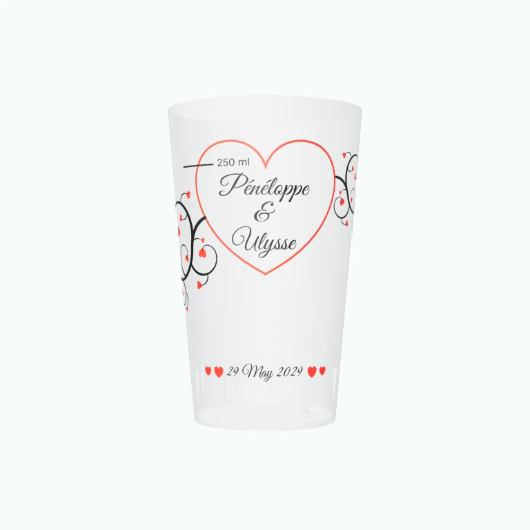 Romantic wedding design on a cup
