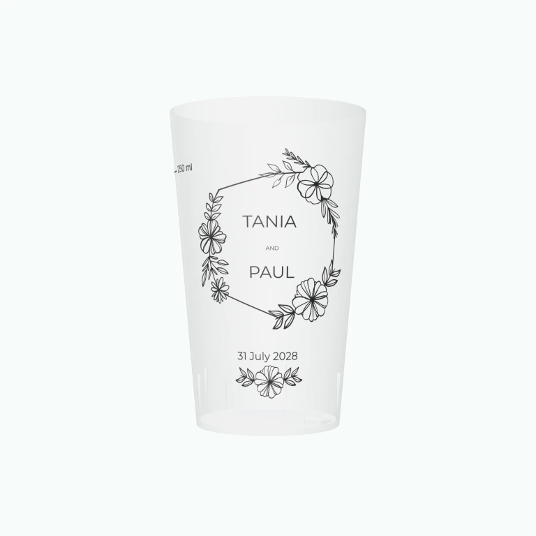 Romantic black and white design on a cup