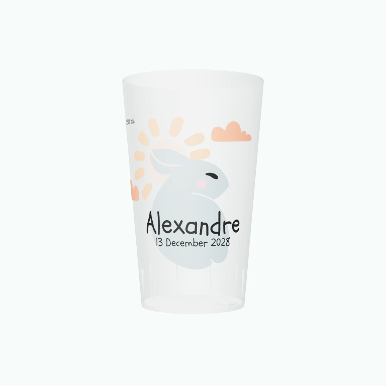 Baby rabbit design on a cup