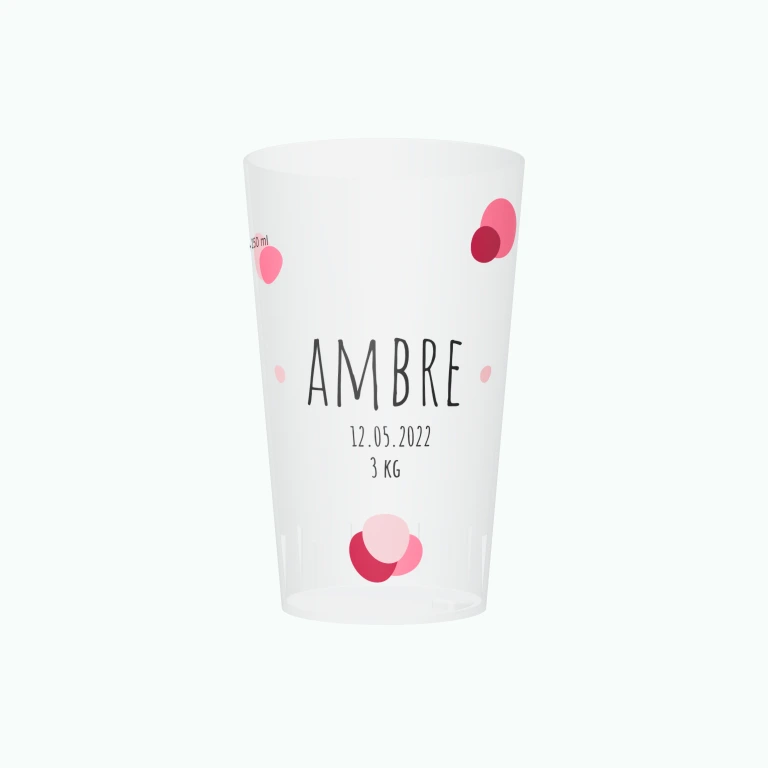 Pink baby rhino design on a cup