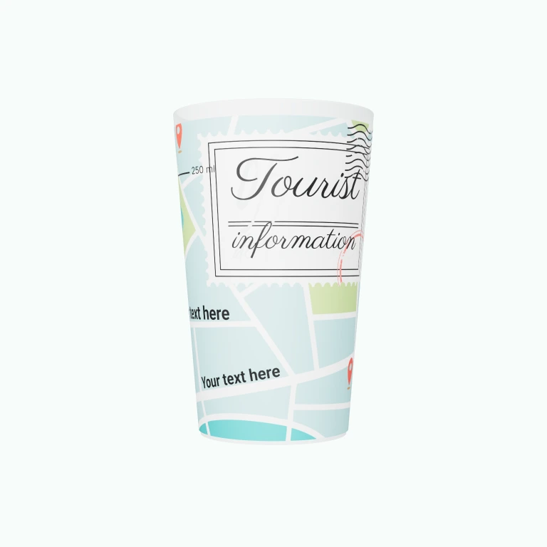 Tourist information design on a cup
