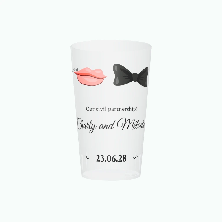 Civil partnership bow tie design on a cup