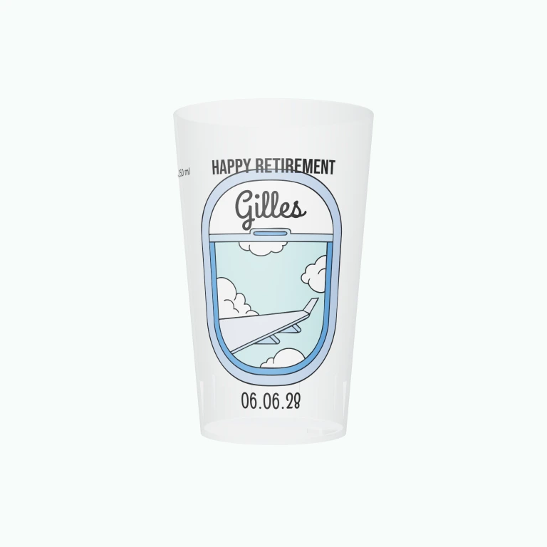 Retirement flight design on a cup