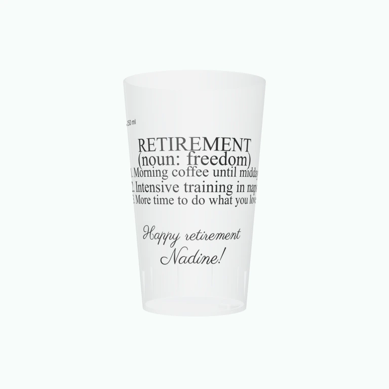 Retirement definition design on a cup