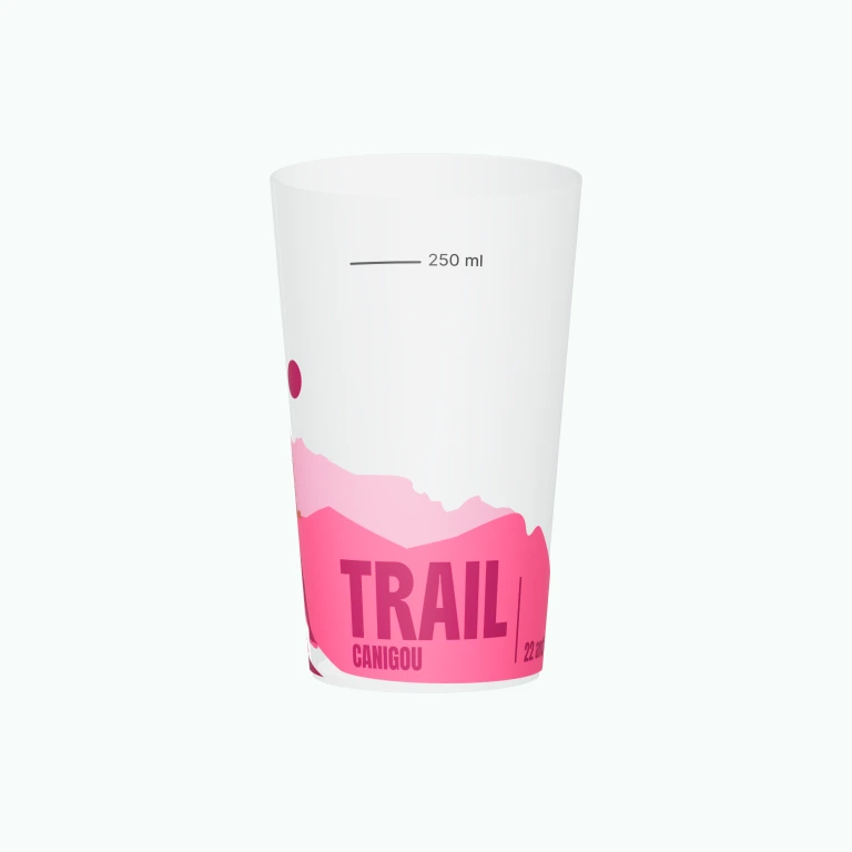 Mountain trail design on a cup